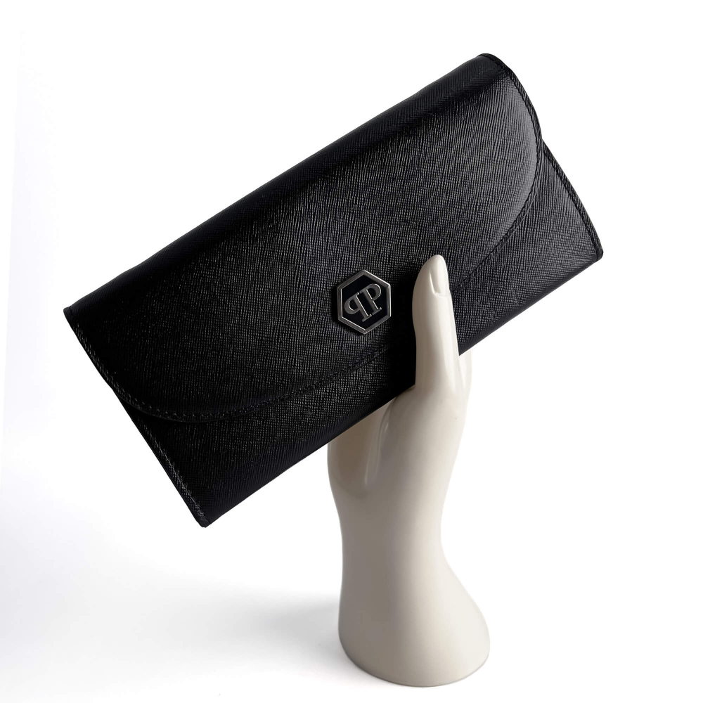 Philipp Plein Hexagon Saffiano leather Leather 2-Ways Wallet on Chain Crossbody Black