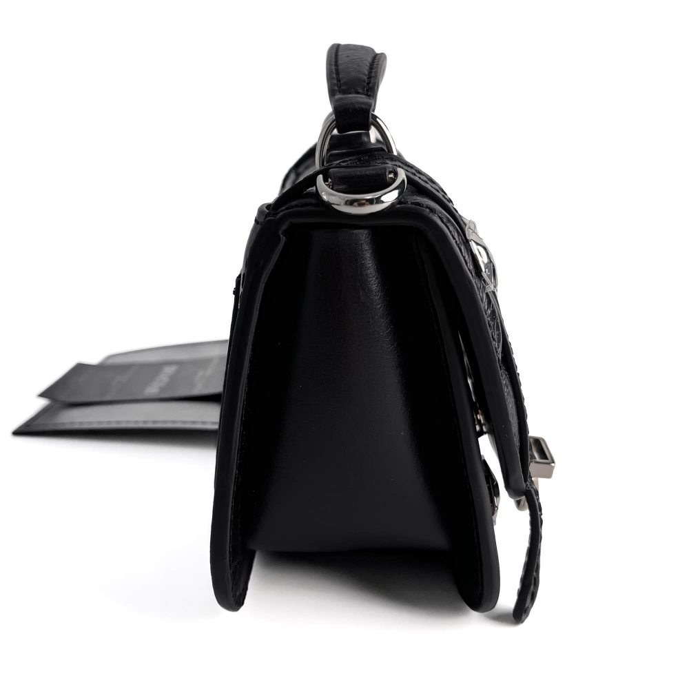 Philipp Plein Superheroin Hexagon Small Calf Leather 2-Ways Flap Belt Bag Black