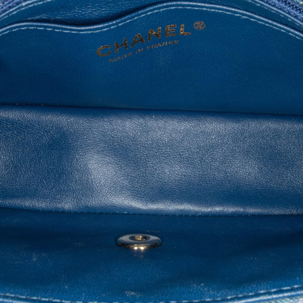 Chanel AB Chanel Blue with Multi Denim Fabric Mini Rectangular Multicolor Classic Single Flap France