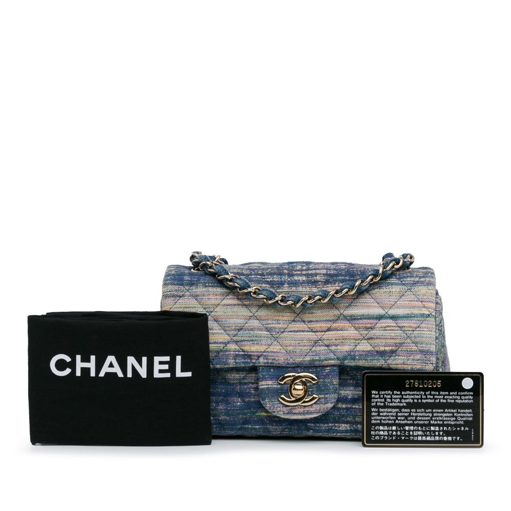 Chanel AB Chanel Blue with Multi Denim Fabric Mini Rectangular Multicolor Classic Single Flap France