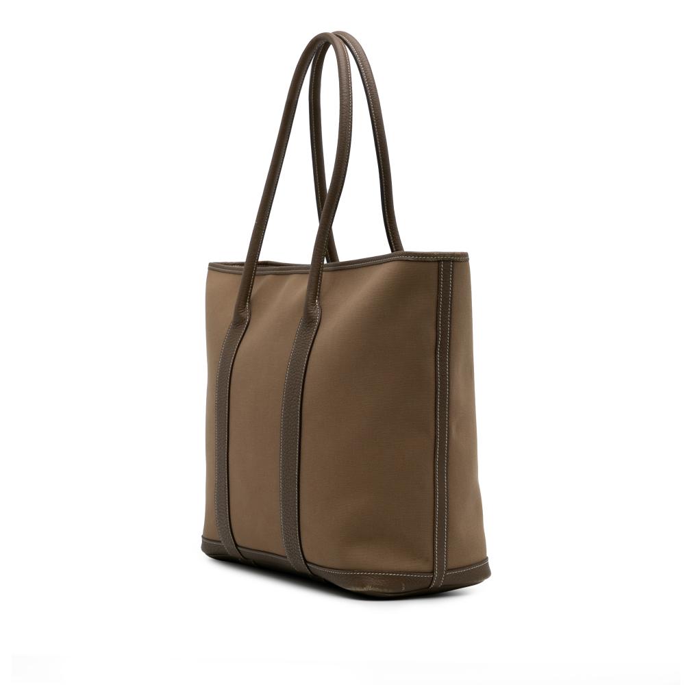 Hermès B Hermès Brown Light Brown Canvas Fabric Toile and Negonda Garden Party 36 France