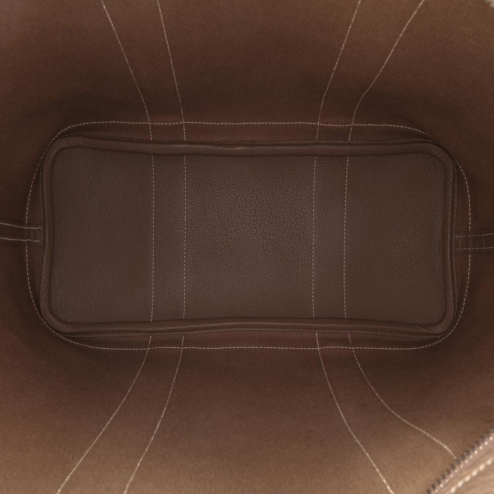 Hermès B Hermès Brown Light Brown Canvas Fabric Toile and Negonda Garden Party 36 France