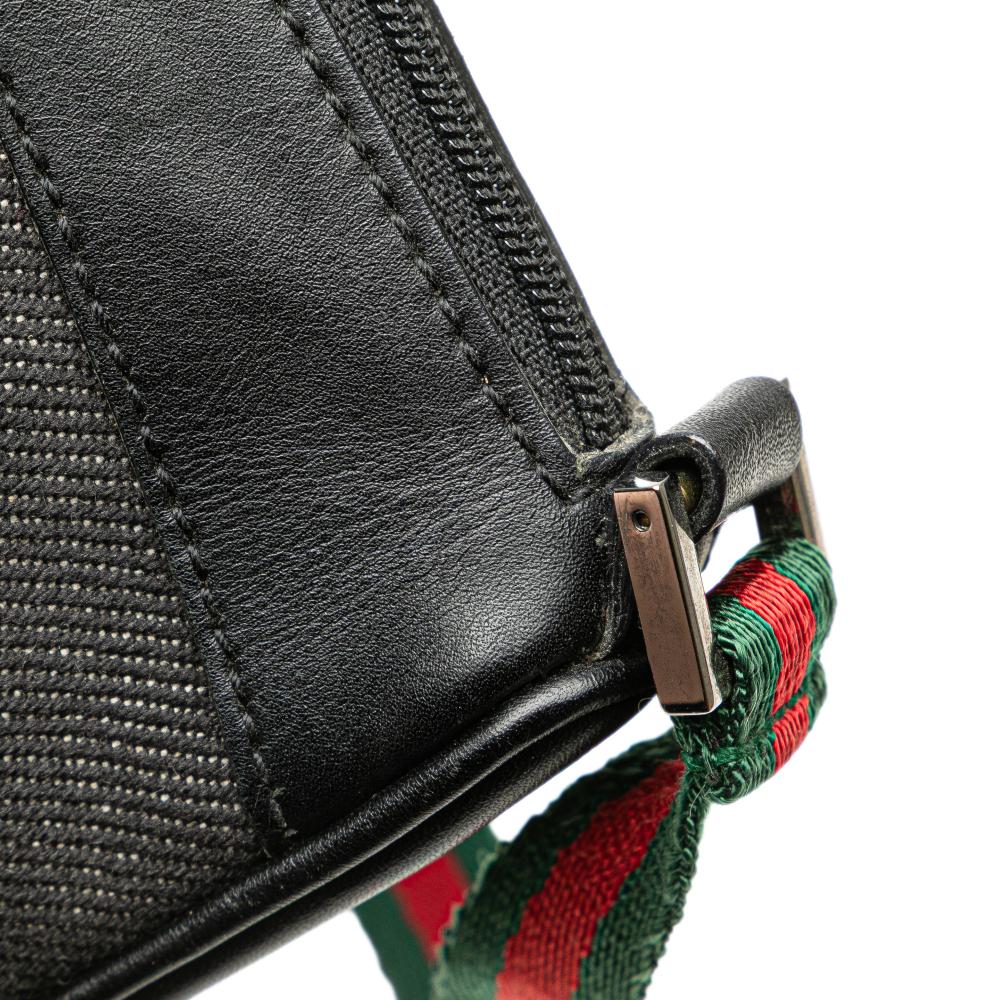 Gucci B Gucci Black Denim Fabric Web Shoulder Bag Italy