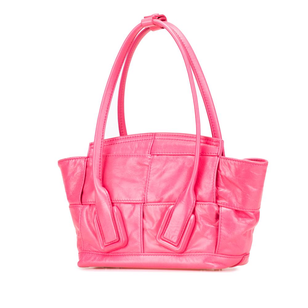 Bottega Veneta B Bottega Veneta Pink Hot Pink Calf Leather Mini Paper skin Intrecciato Arco Satchel Italy