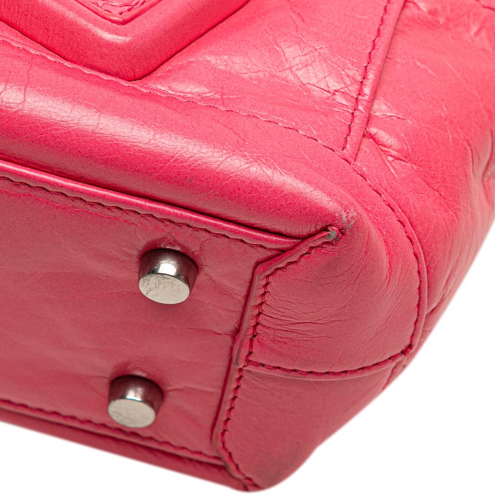 Bottega Veneta B Bottega Veneta Pink Hot Pink Calf Leather Mini Paper skin Intrecciato Arco Satchel Italy