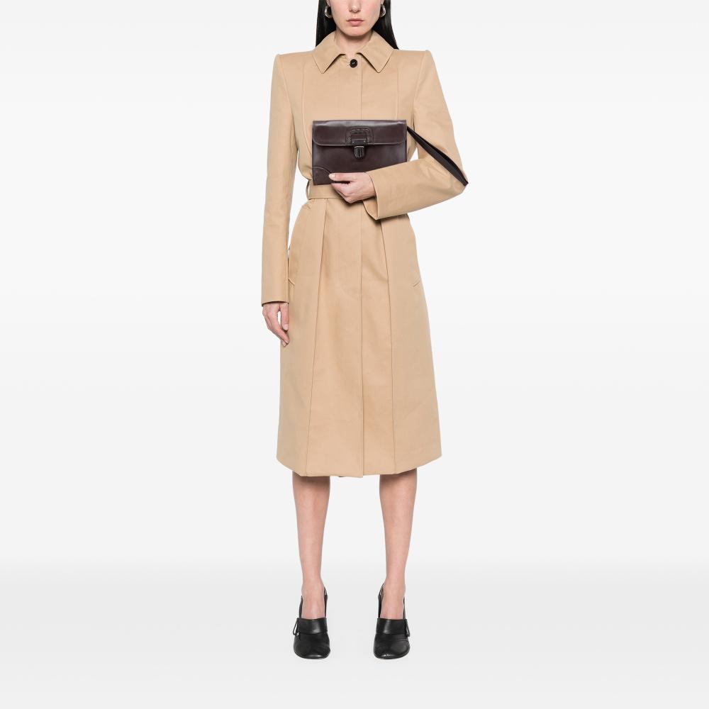 Bottega Veneta B Bottega Veneta Brown Dark Brown Calf Leather Intrecciato Trimmed Clutch Italy