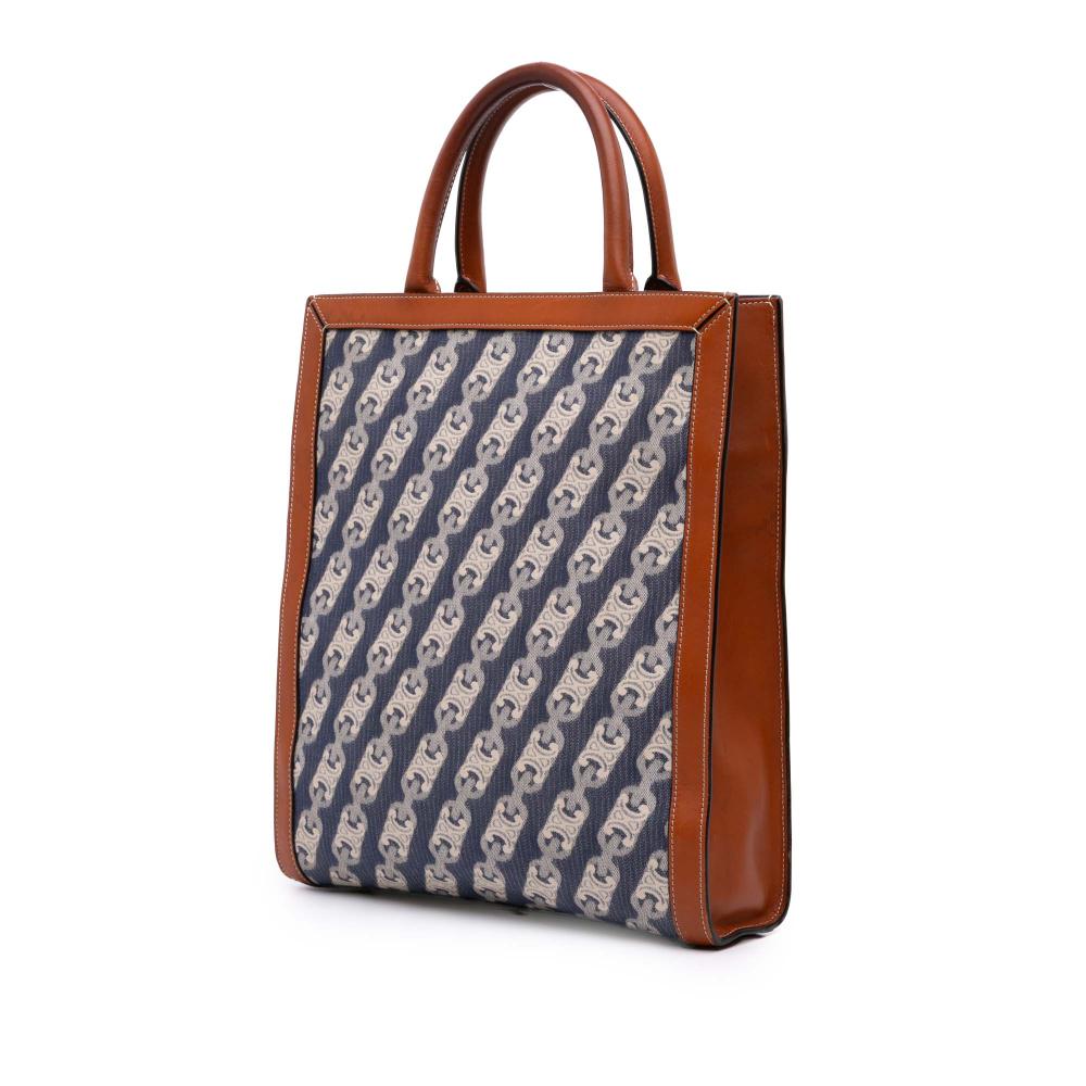 Celine B Celine Blue Canvas Fabric Small Triomphe Maillon Vertical Cabas Satchel Italy