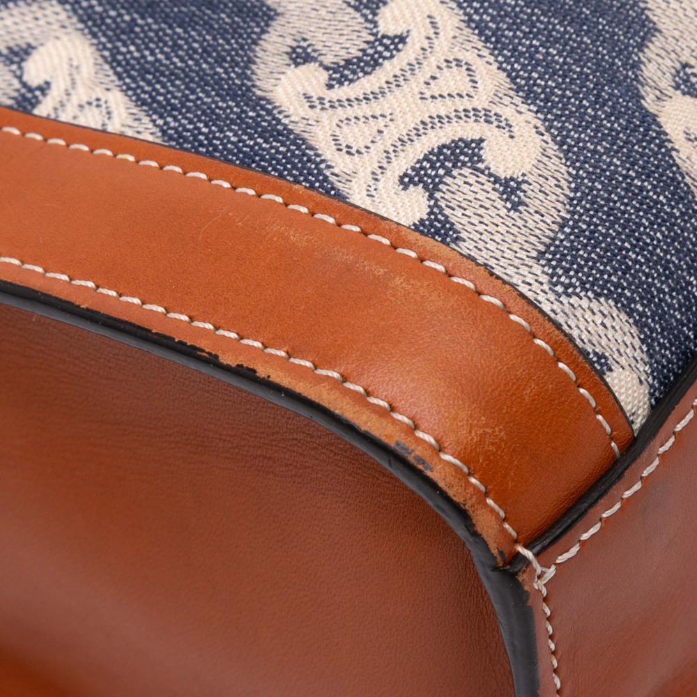 Celine B Celine Blue Canvas Fabric Small Triomphe Maillon Vertical Cabas Satchel Italy