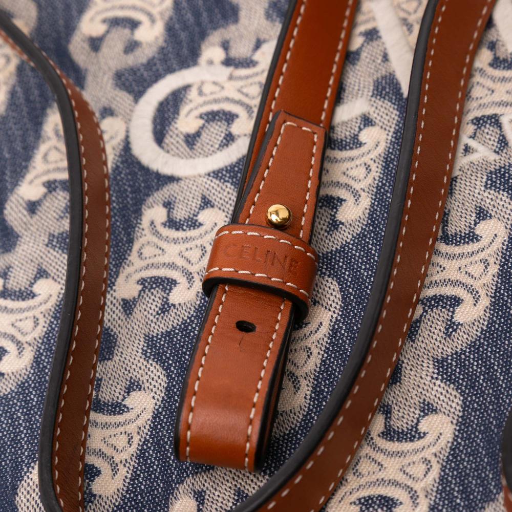 Celine B Celine Blue Canvas Fabric Small Triomphe Maillon Vertical Cabas Satchel Italy