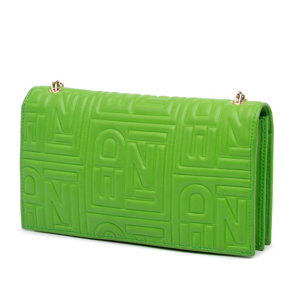 Fendi B Fendi Green Nappa Leather Leather Nappa Logo Embossed Long Wallet On Chain Italy