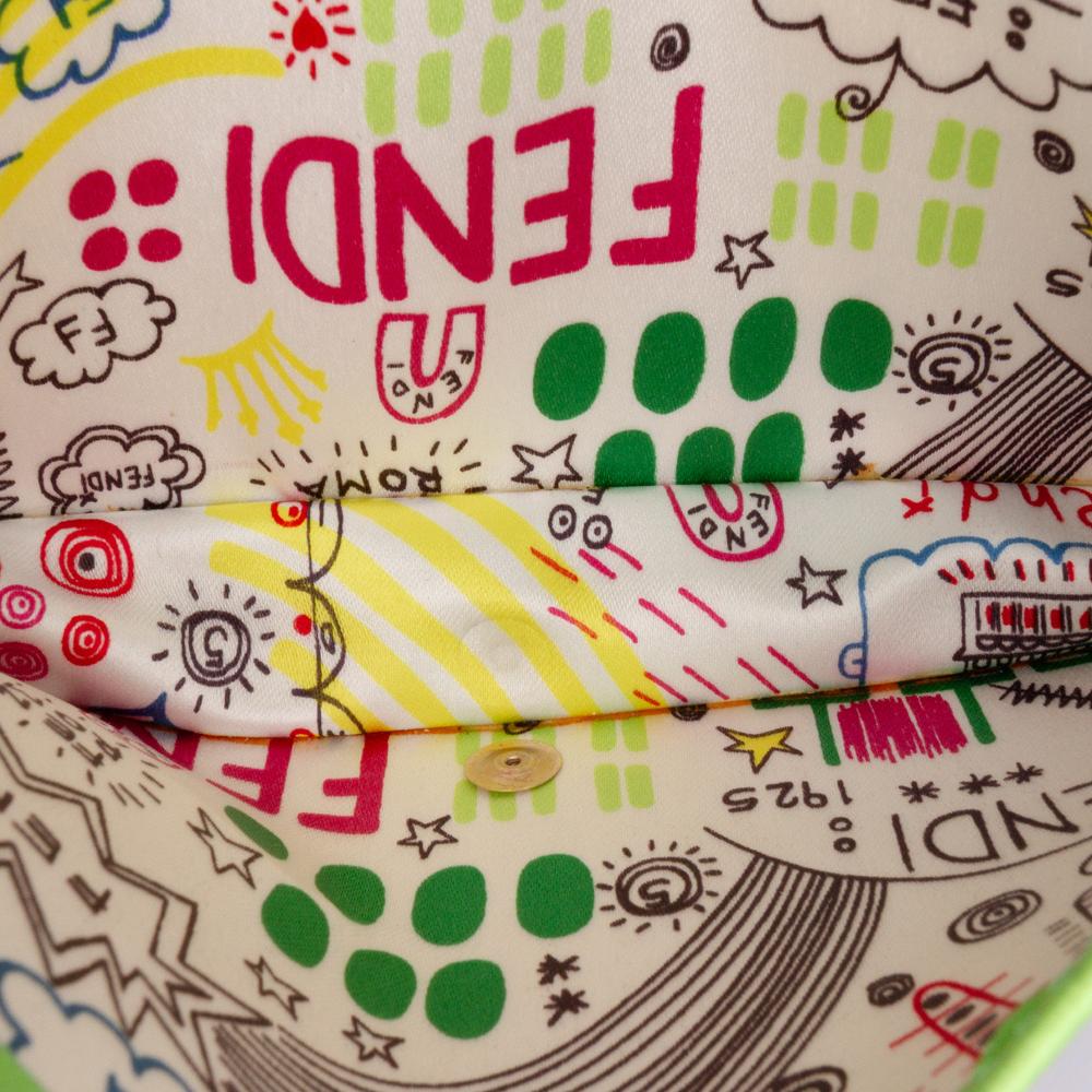 Fendi B Fendi Green Nappa Leather Leather Nappa Logo Embossed Long Wallet On Chain Italy