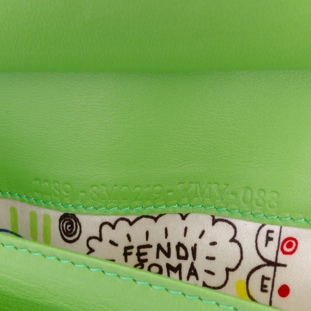 Fendi B Fendi Green Nappa Leather Leather Nappa Logo Embossed Long Wallet On Chain Italy