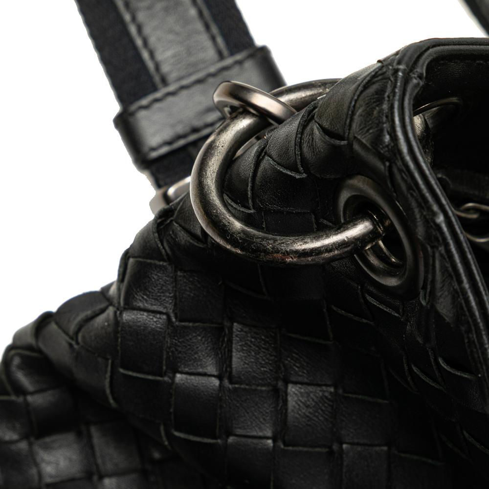 Bottega Veneta B Bottega Veneta Black Nappa Leather Leather Nappa Intrecciato VN Crossbody Italy