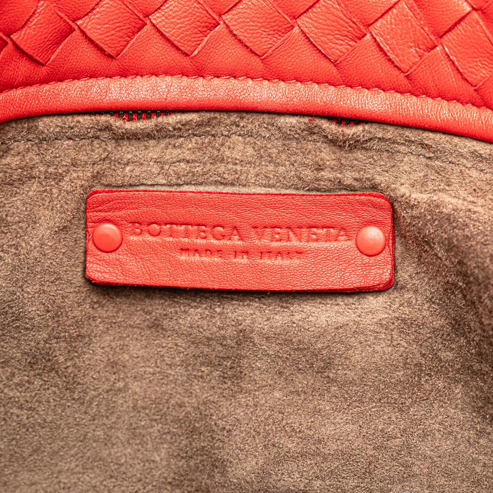 Bottega Veneta B Bottega Veneta Red Nappa Leather Leather Nappa Intrecciato Ruffle Tote Italy