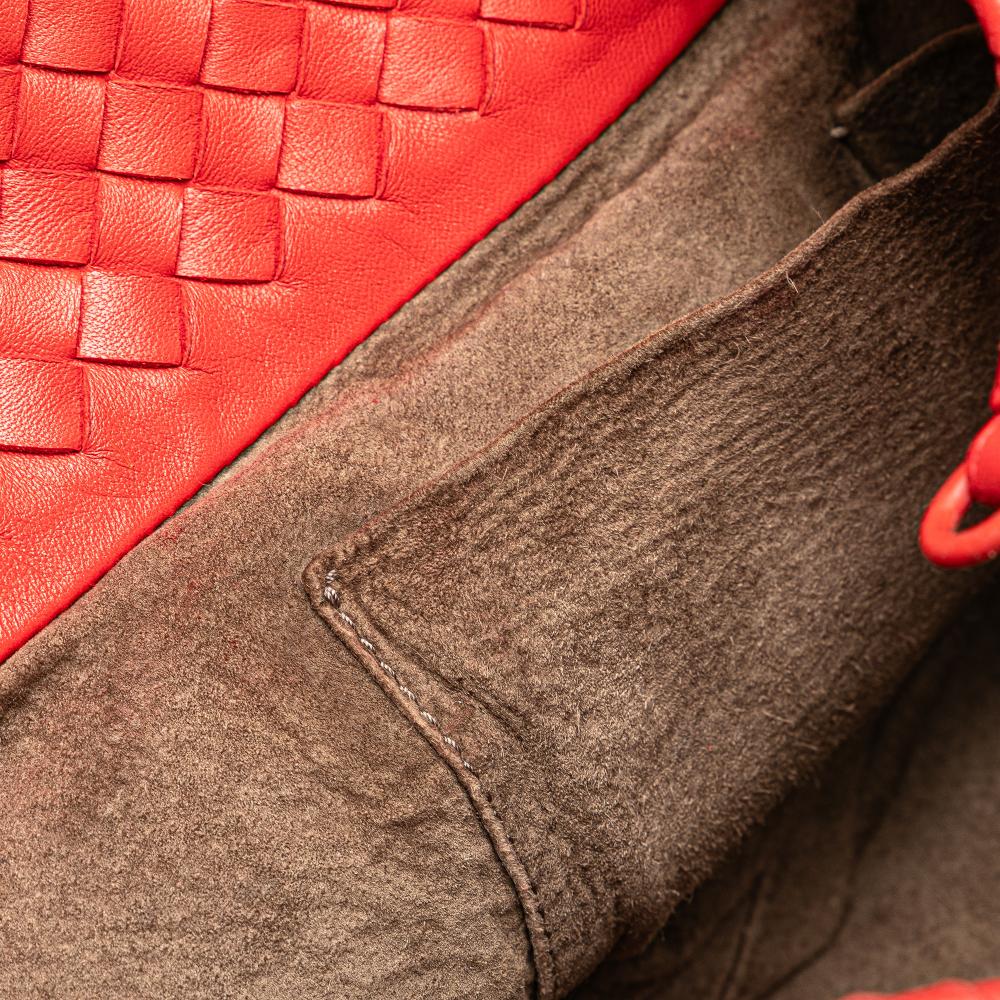 Bottega Veneta B Bottega Veneta Red Nappa Leather Leather Nappa Intrecciato Ruffle Tote Italy