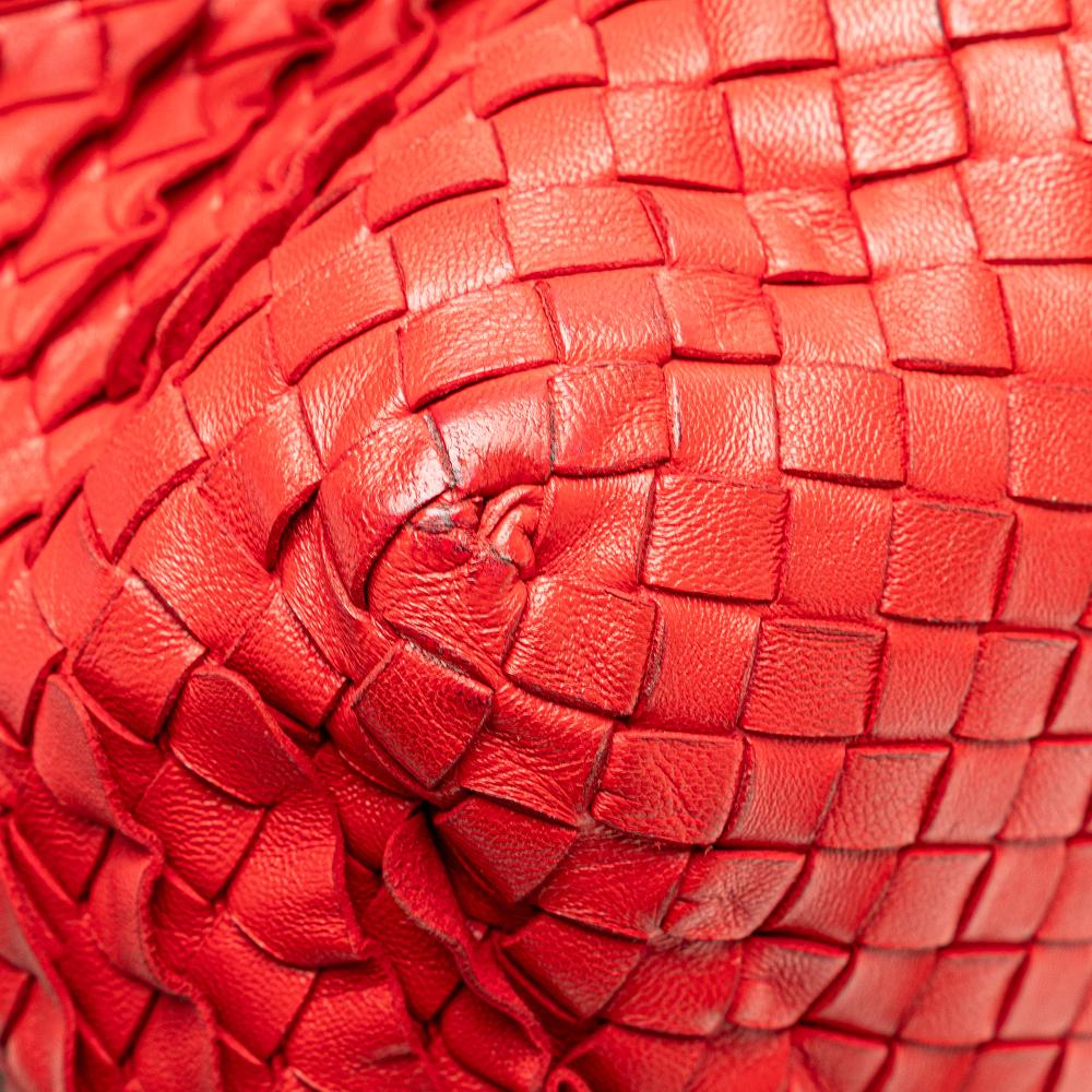 Bottega Veneta B Bottega Veneta Red Nappa Leather Leather Nappa Intrecciato Ruffle Tote Italy