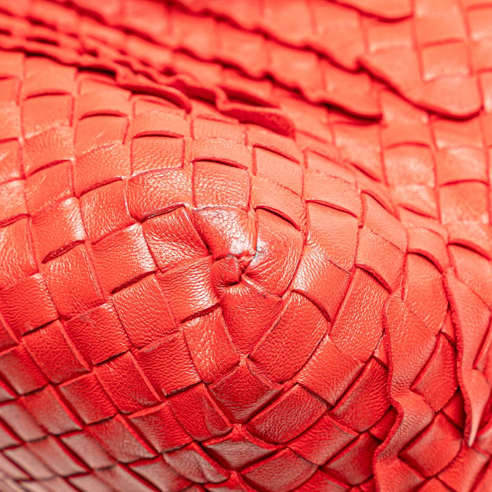 Bottega Veneta B Bottega Veneta Red Nappa Leather Leather Nappa Intrecciato Ruffle Tote Italy