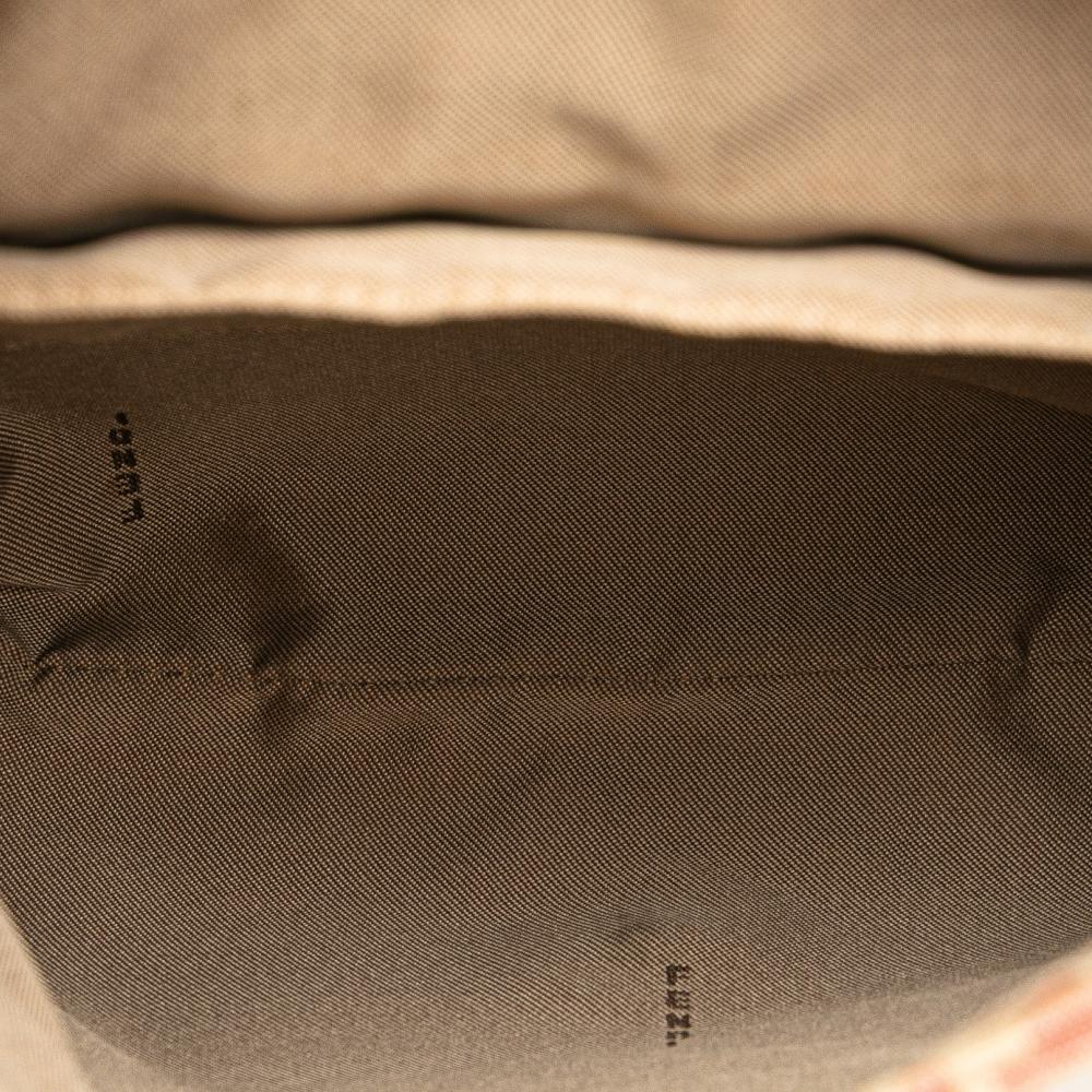 Fendi B Fendi Brown Beige with Pink Canvas Fabric Zucchino Crossbody Italy