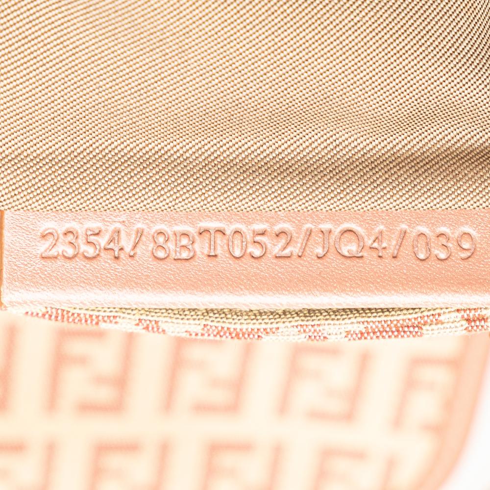 Fendi B Fendi Brown Beige with Pink Canvas Fabric Zucchino Crossbody Italy