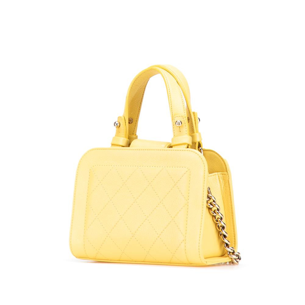 Chanel B Chanel Yellow Calf Leather Mini skin Label Click Shopping Tote Italy