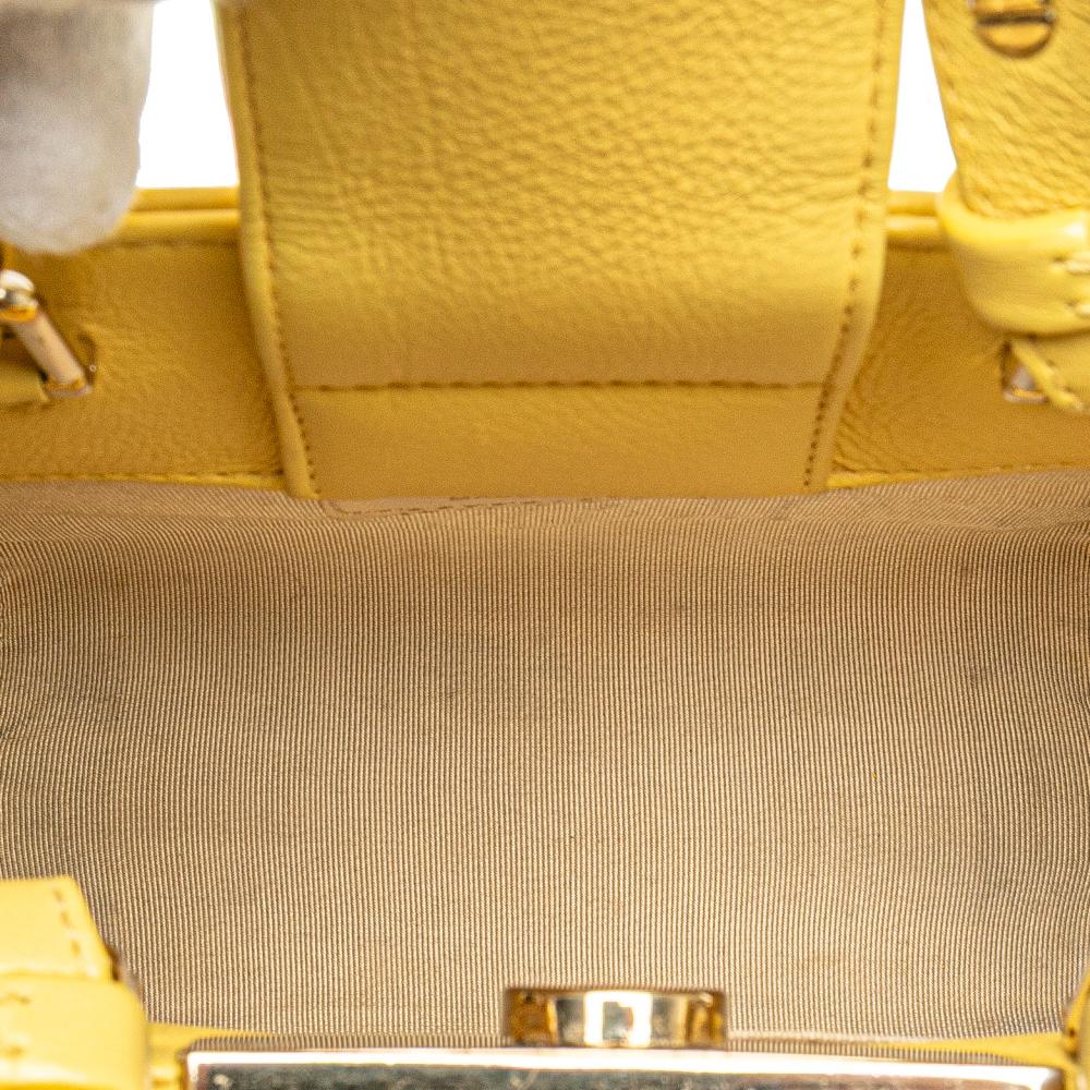 Chanel B Chanel Yellow Calf Leather Mini skin Label Click Shopping Tote Italy