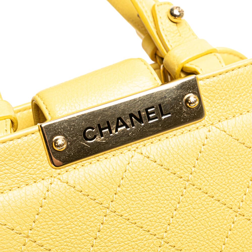 Chanel B Chanel Yellow Calf Leather Mini skin Label Click Shopping Tote Italy