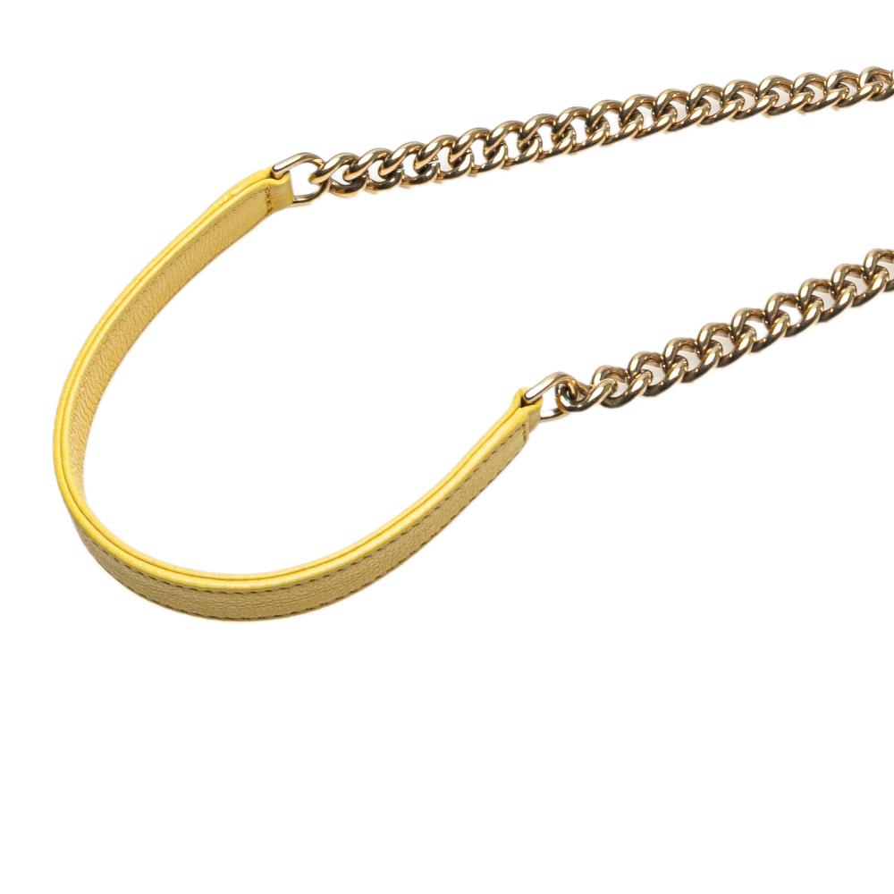 Chanel B Chanel Yellow Calf Leather Mini skin Label Click Shopping Tote Italy