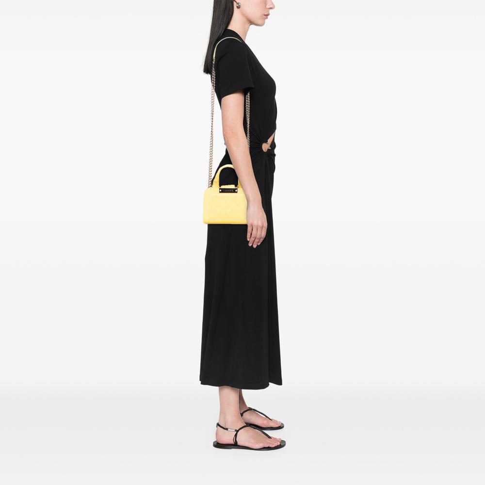 Chanel B Chanel Yellow Calf Leather Mini skin Label Click Shopping Tote Italy