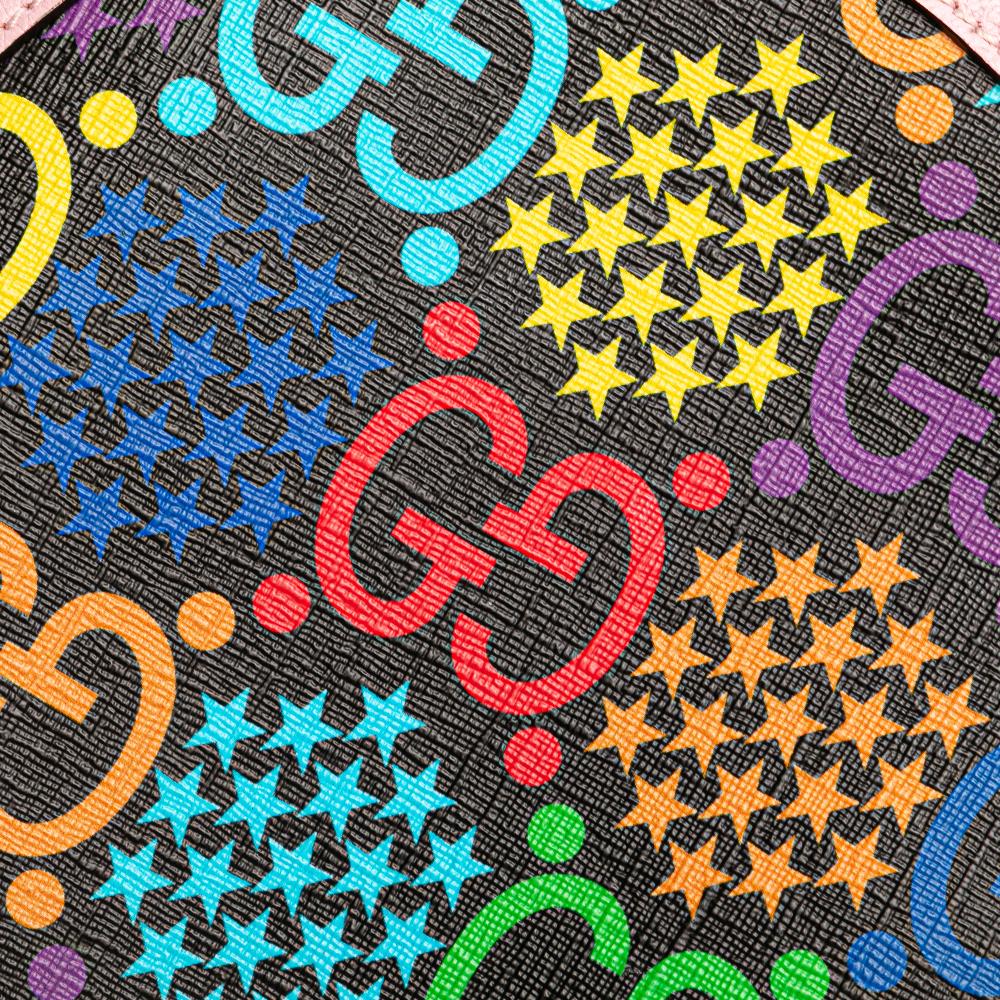 Gucci AB Gucci Pink Coated Canvas Fabric GG Supreme Psychedelic Round Crossbody Italy