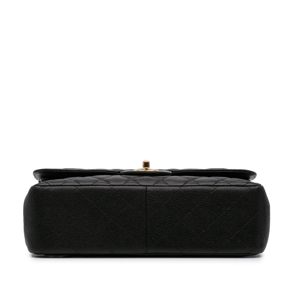 Chanel Classic Double Flap Jumbo Matelassè Caviar Leather 2-Ways Flap Handbag Black
