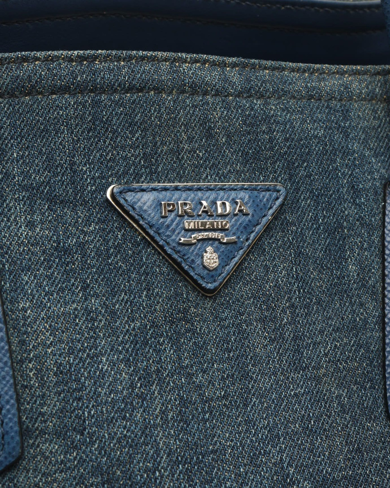 Prada Large Double Saffiano Denim Tote Bag