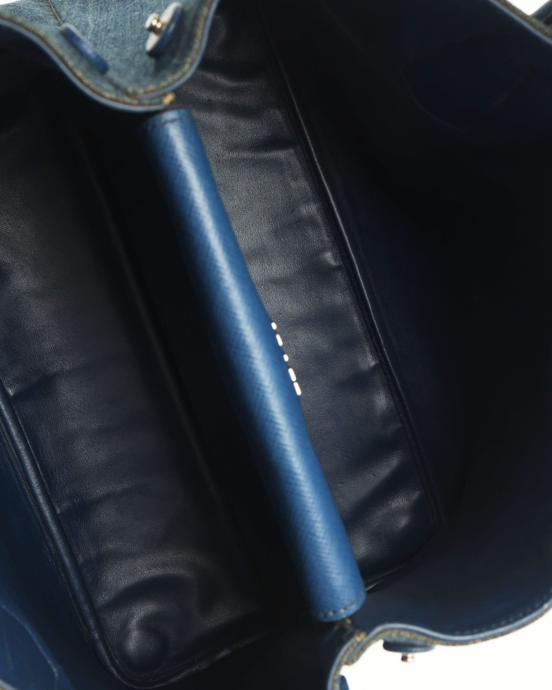 Prada Large Double Saffiano Denim Tote Bag