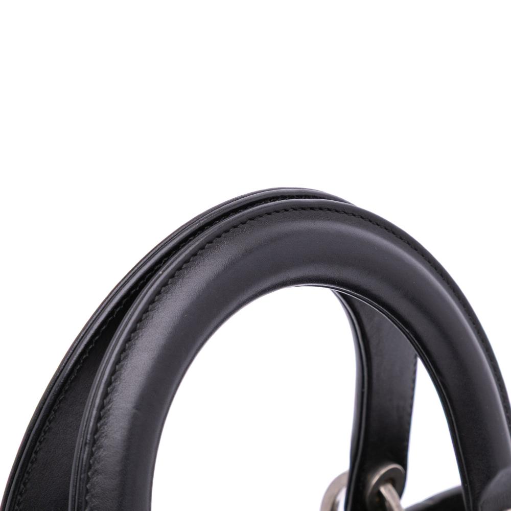 Christian Dior B Dior Black with White Calf Leather Medium skin Checkered Lady Dior Italy