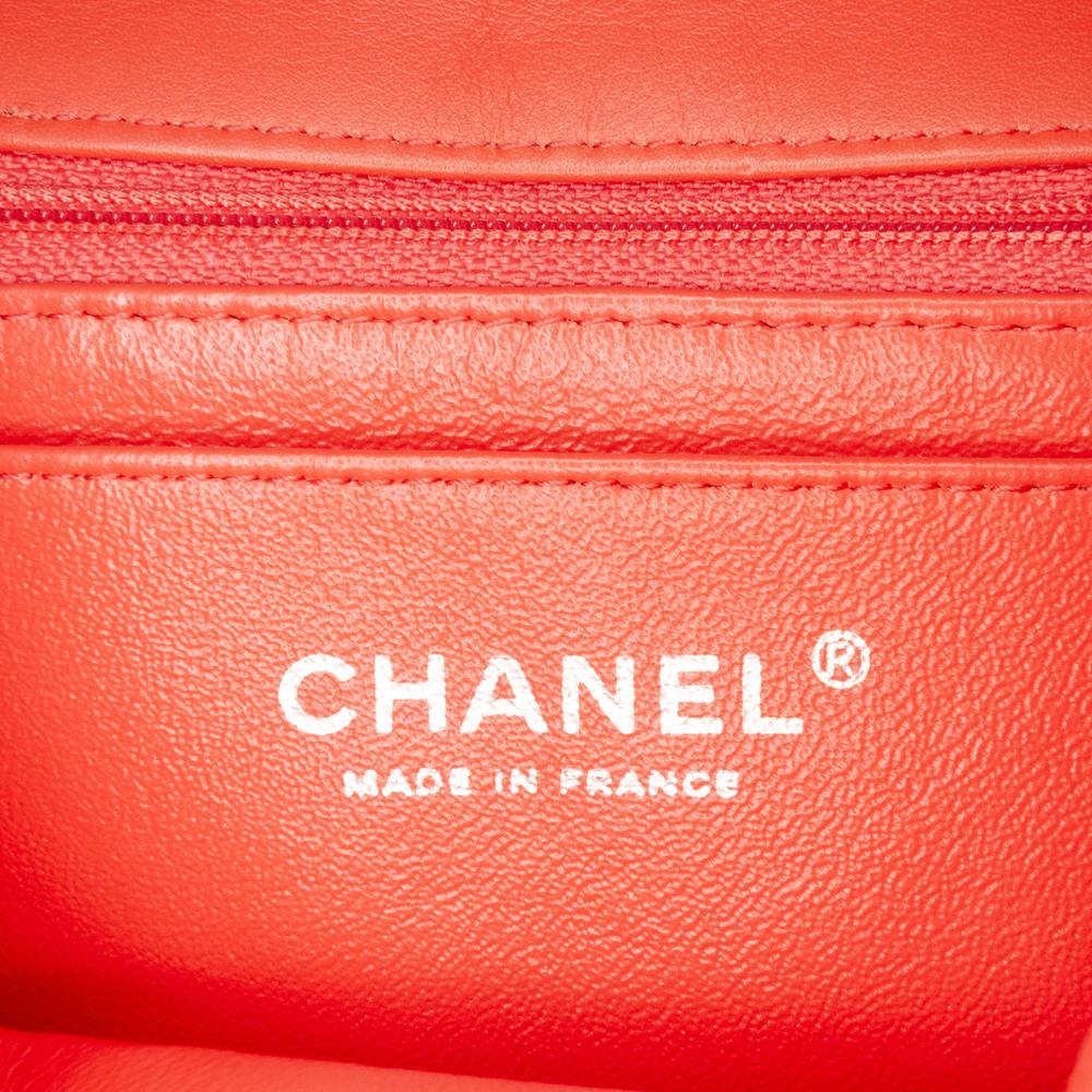 Chanel B Chanel Orange Peach Velvet Fabric Mini Rectangular Classic Single Flap France
