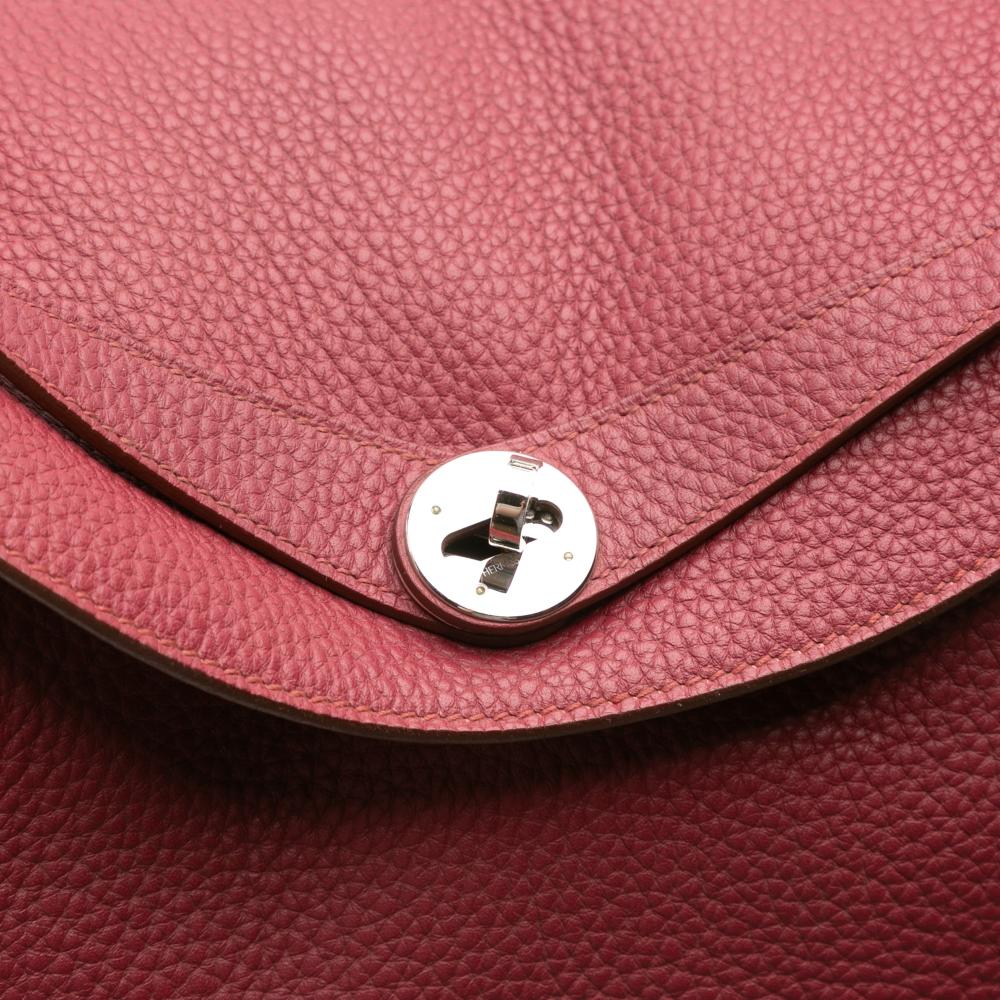Hermès B Hermès Red Dark Red Calf Leather Clemence Lindy 34 France