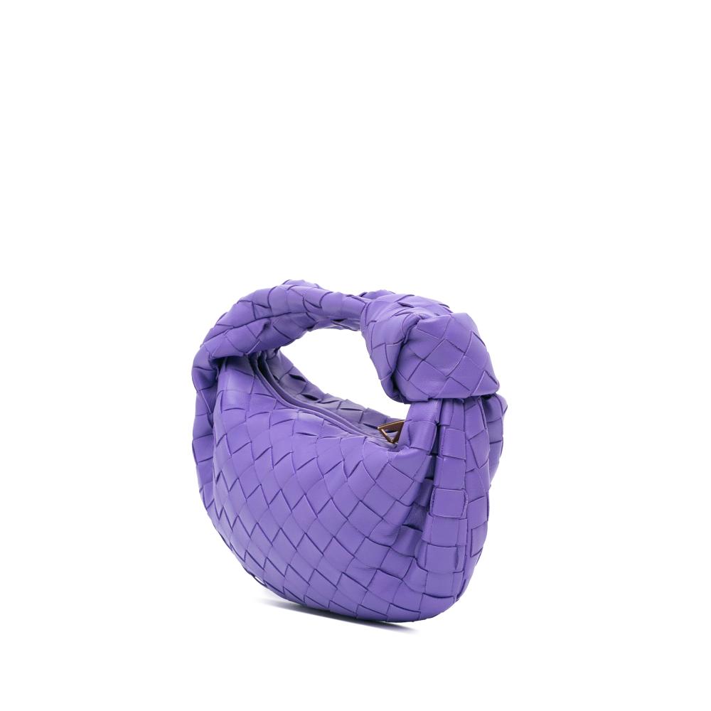 Bottega Veneta AB Bottega Veneta Purple Dark Purple Nappa Leather Leather Mini Nappa Intrecciato Jodie Italy
