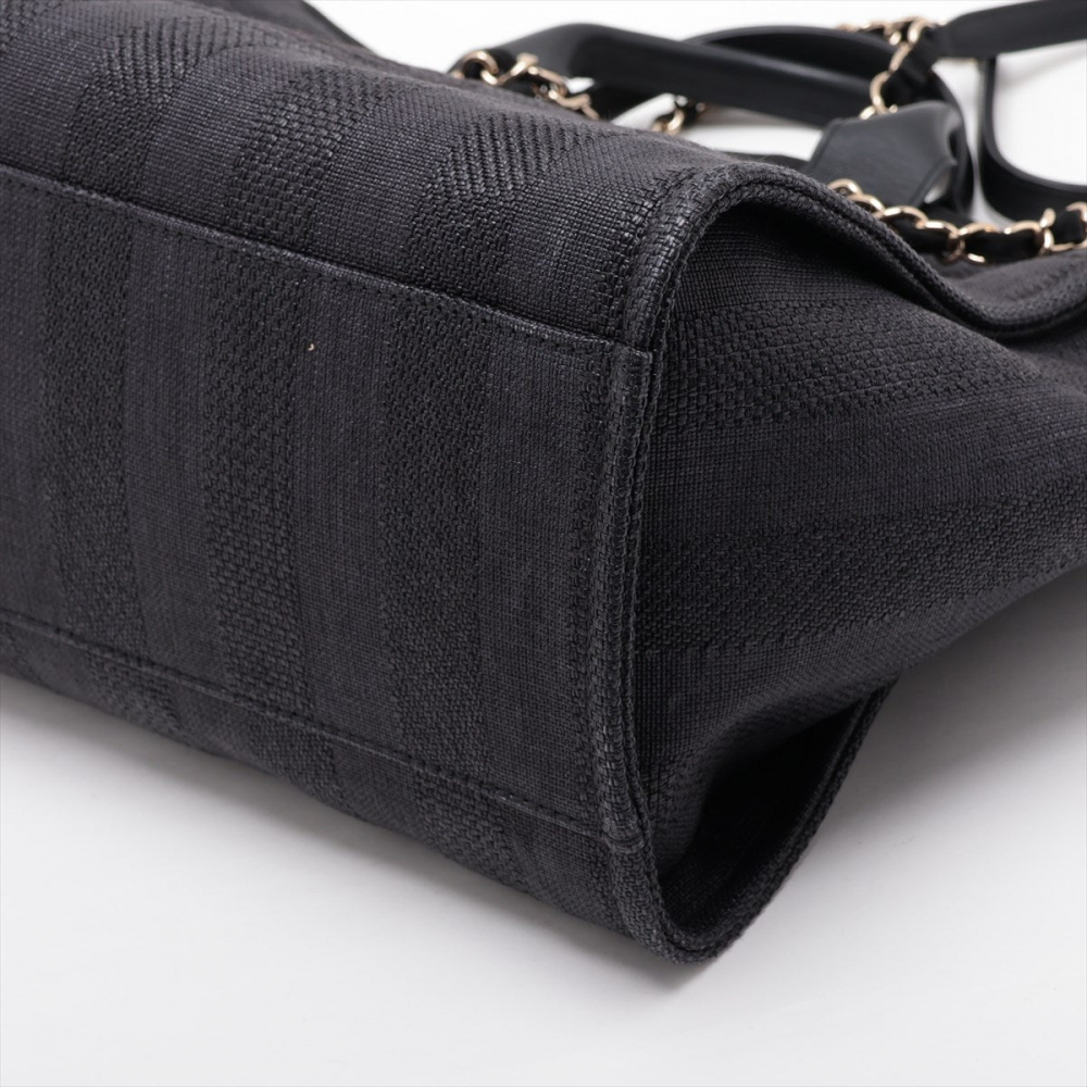 Chanel Deauville Medium Raffia 2-Ways Tote Bag Blue