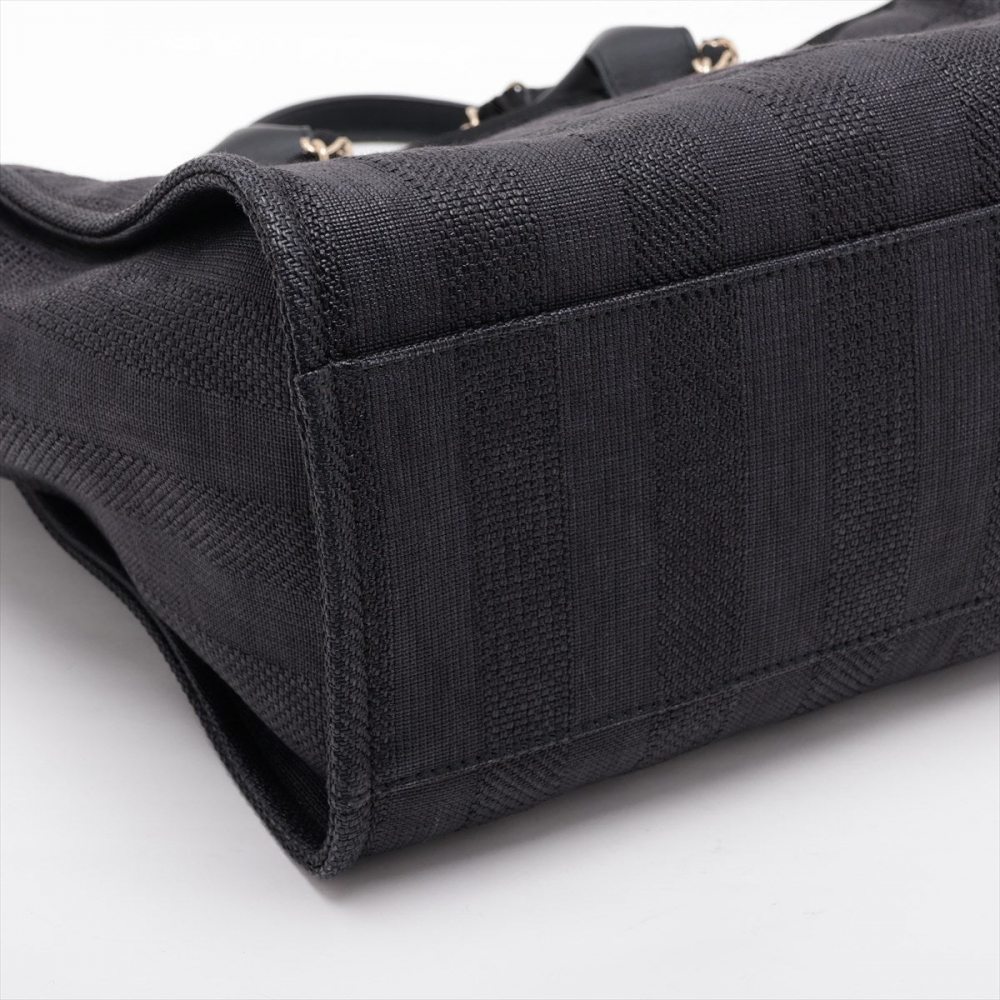 Chanel Deauville Medium Raffia 2-Ways Tote Bag Blue