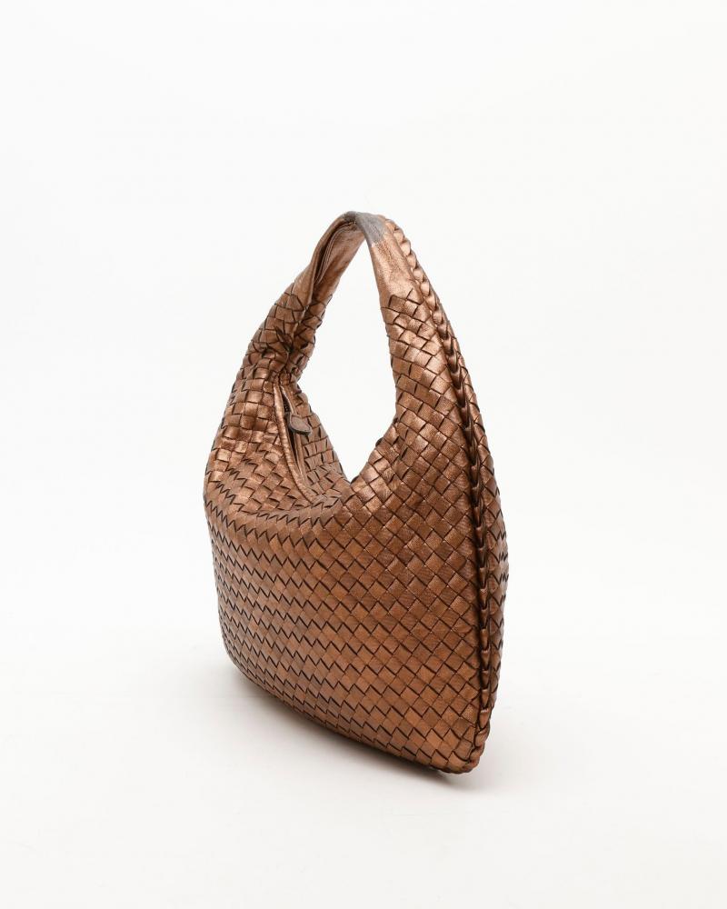 Bottega Veneta Medium Metallic Intrecciato Hobo Bag