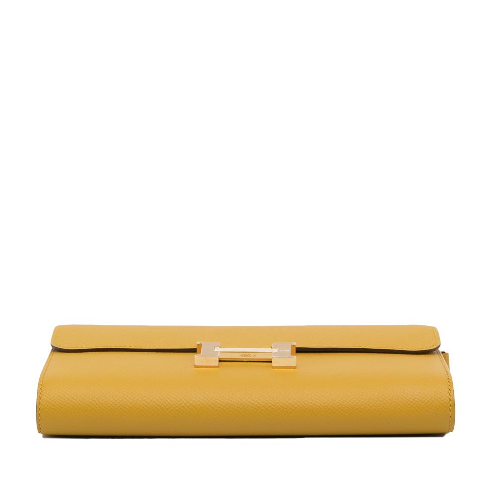 Hermès AB Hermès Yellow Calf Leather Epsom Constance Long To Go Wallet France