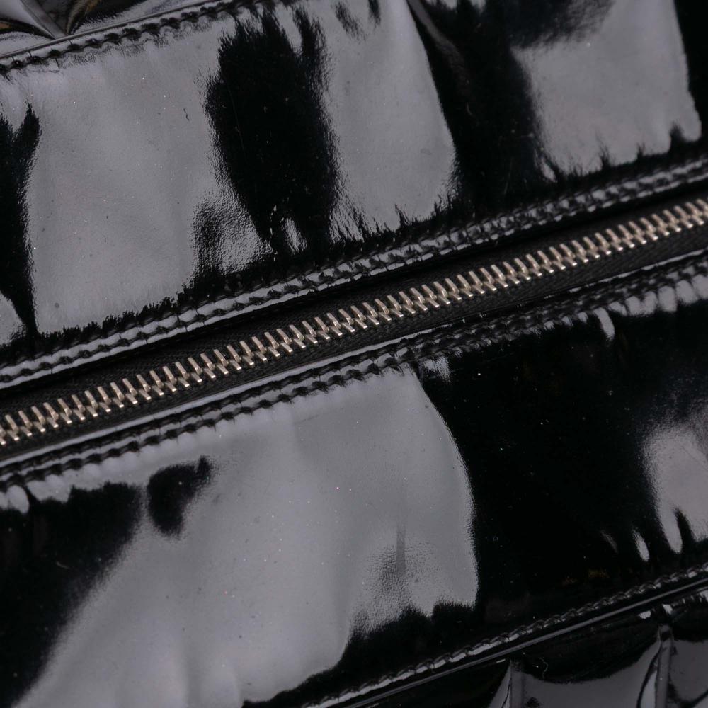 Chanel B Chanel Black Patent Leather Leather CC Chocolate Bar Patent Bowler Bag Italy