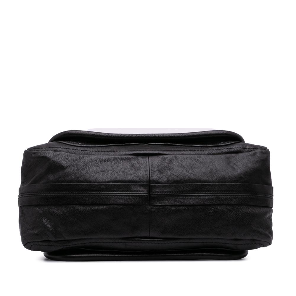 Chloé B Chloé Black Calf Leather Medium Pebbled Paraty Satchel Italy