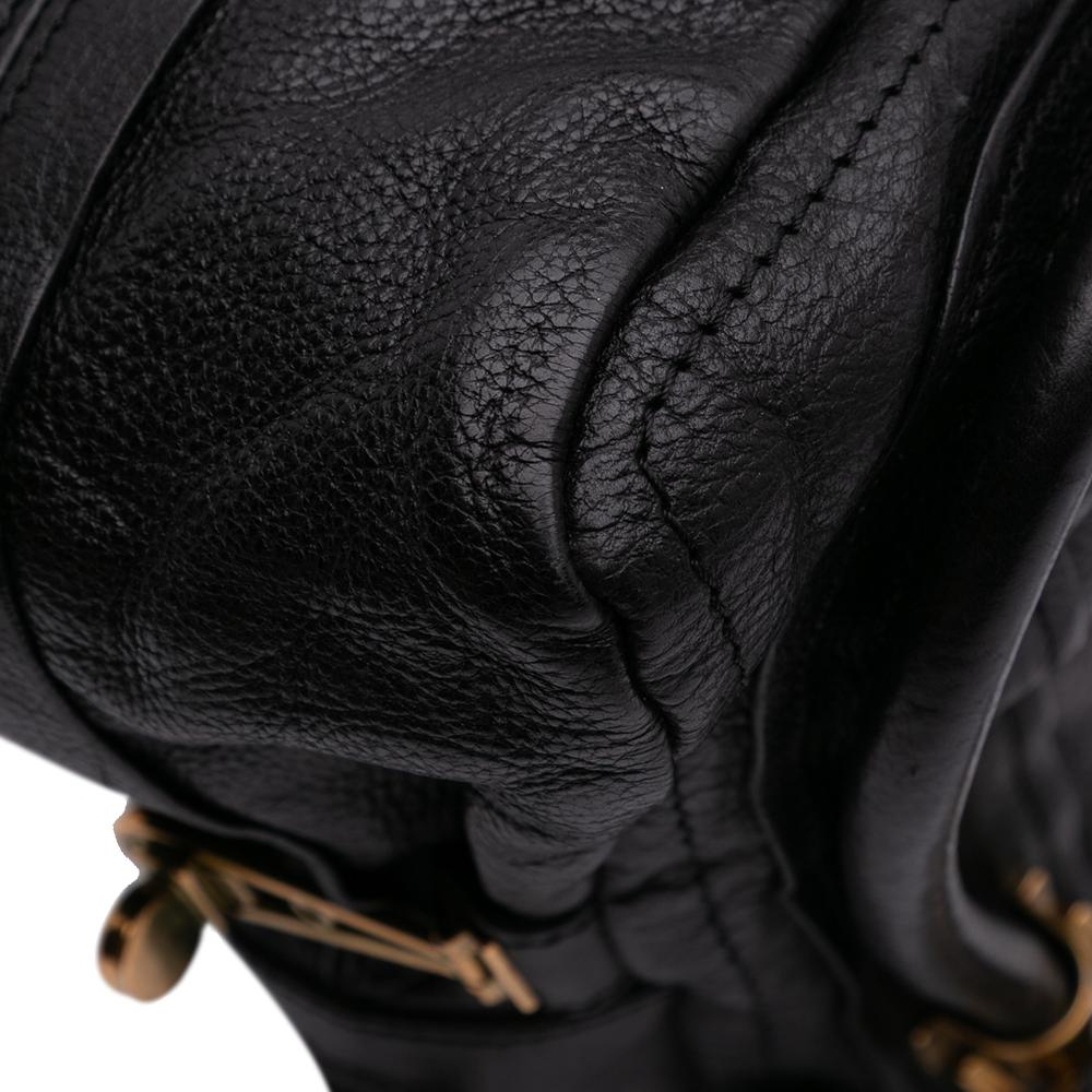 Chloé B Chloé Black Calf Leather Medium Pebbled Paraty Satchel Italy