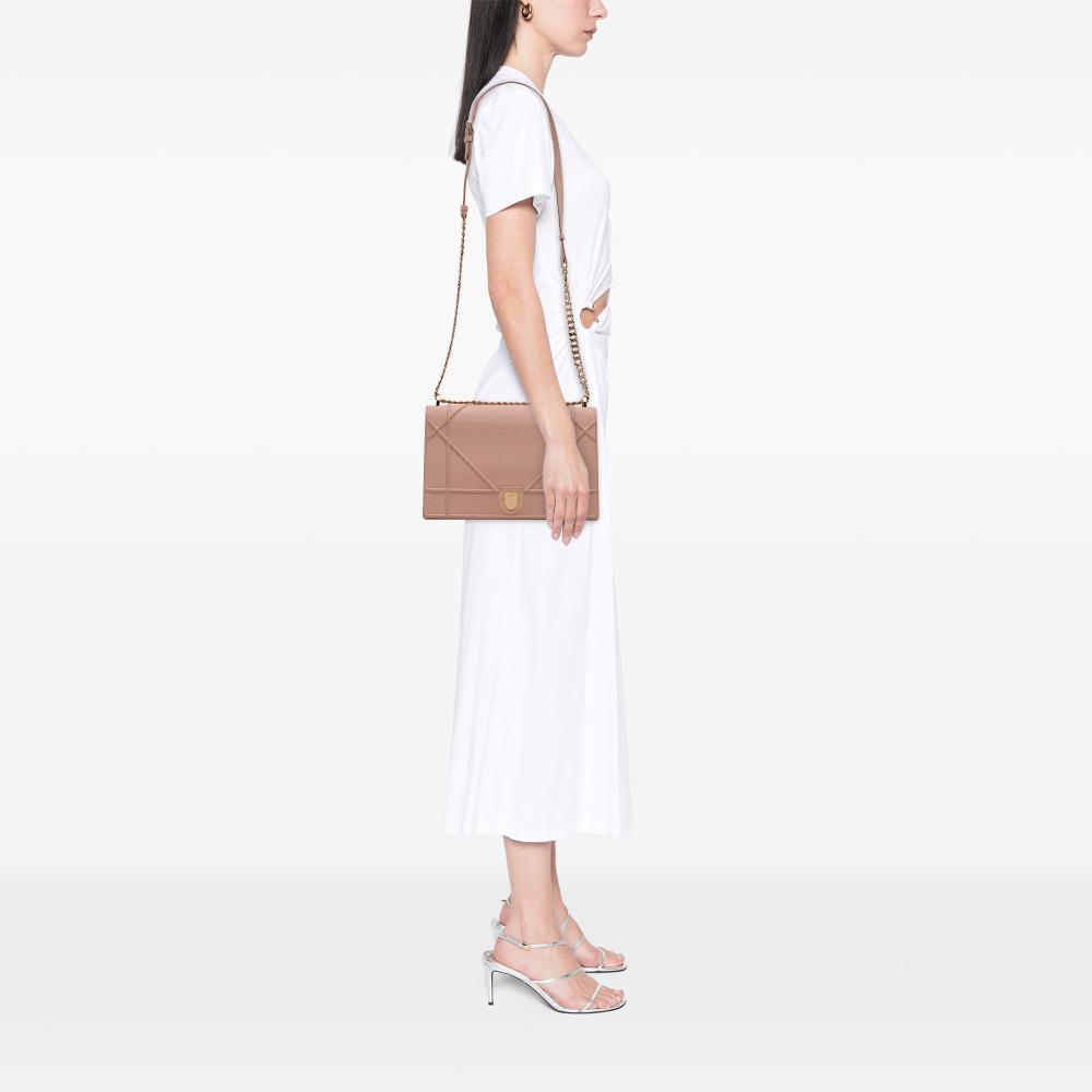 Christian Dior B Dior Pink Calf Leather Medium Grained skin Diorama Flap Italy