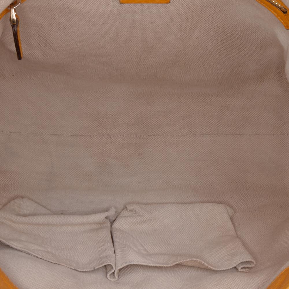 Gucci B Gucci Brown with Yellow Canvas Fabric GG Bella Satchel Italy