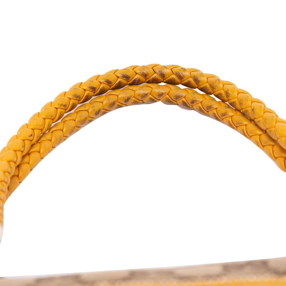 Gucci B Gucci Brown with Yellow Canvas Fabric GG Bella Satchel Italy