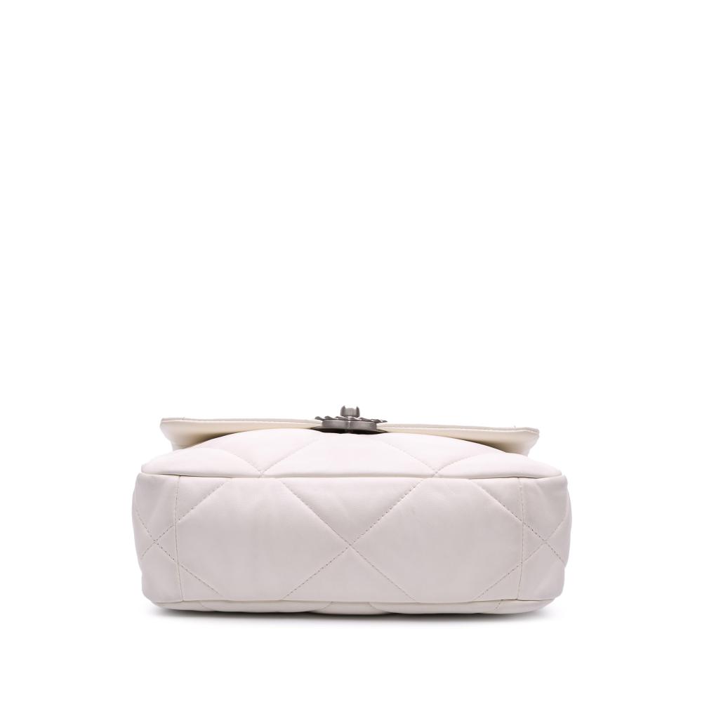 Chanel B Chanel White Off White Lambskin Leather Leather Medium Lambskin 19 Flap France