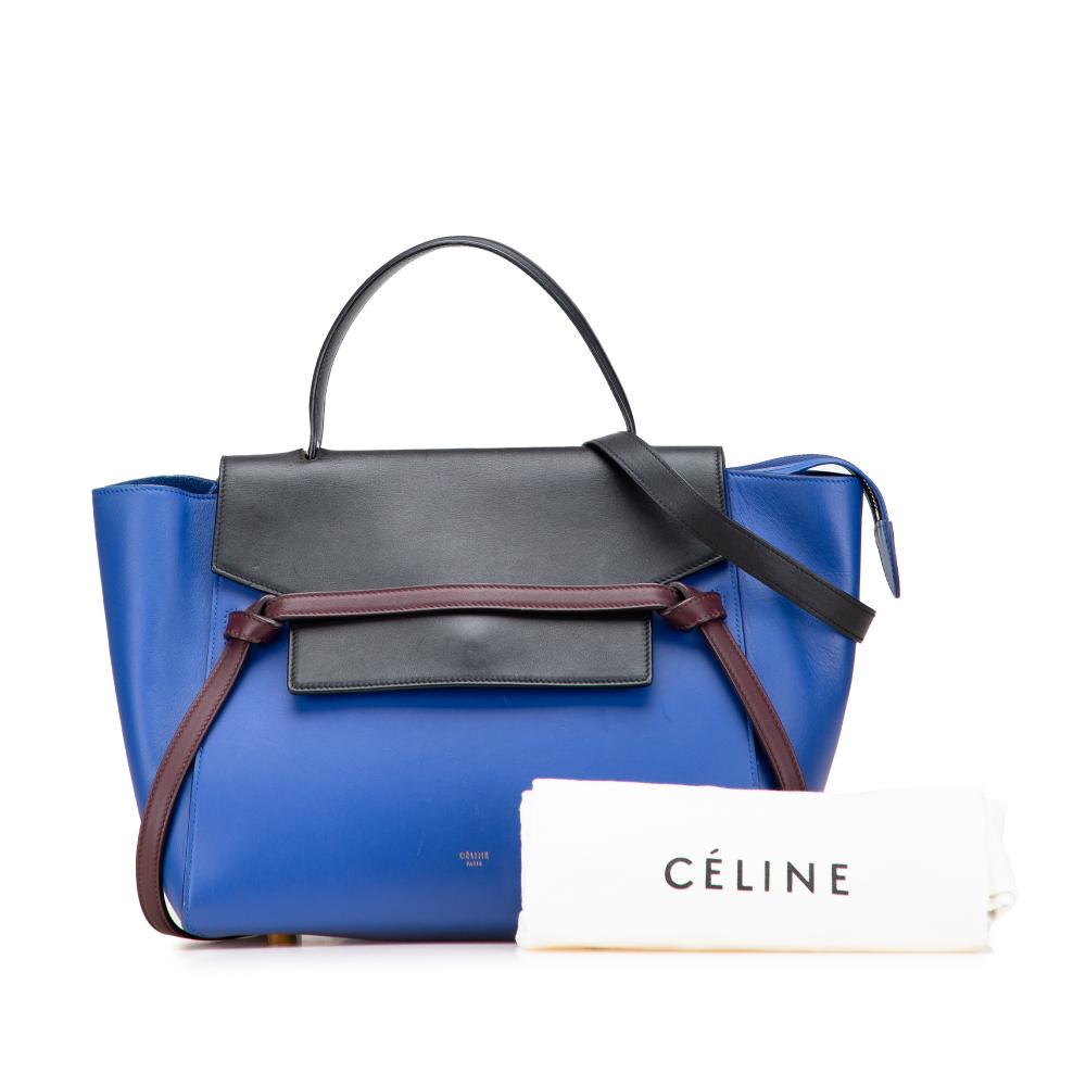 Celine B Celine Blue Calf Leather Mini Tricolor Smooth skin Belt Bag Italy