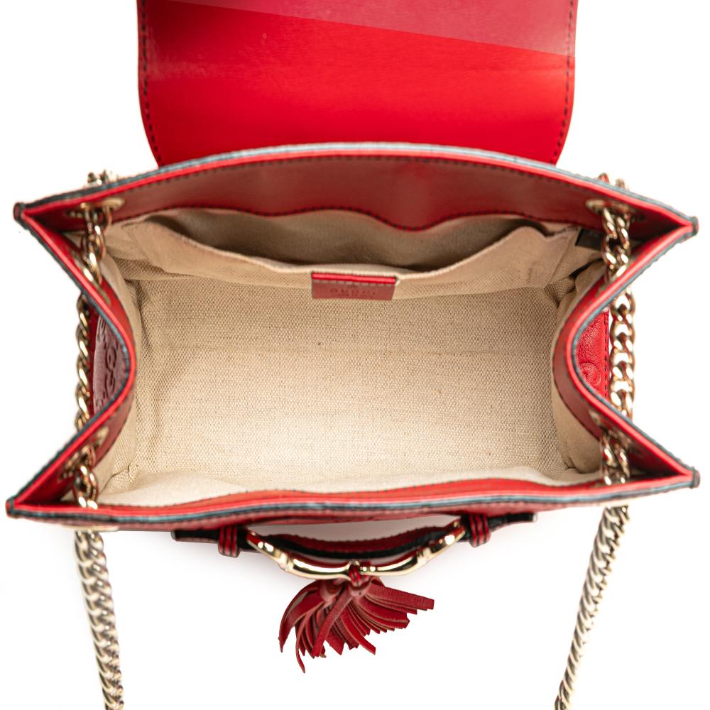 Gucci B Gucci Red Calf Leather Small Guccissima Emily Shoulder Bag Italy