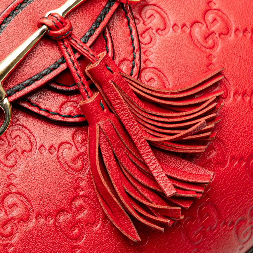 Gucci B Gucci Red Calf Leather Small Guccissima Emily Shoulder Bag Italy